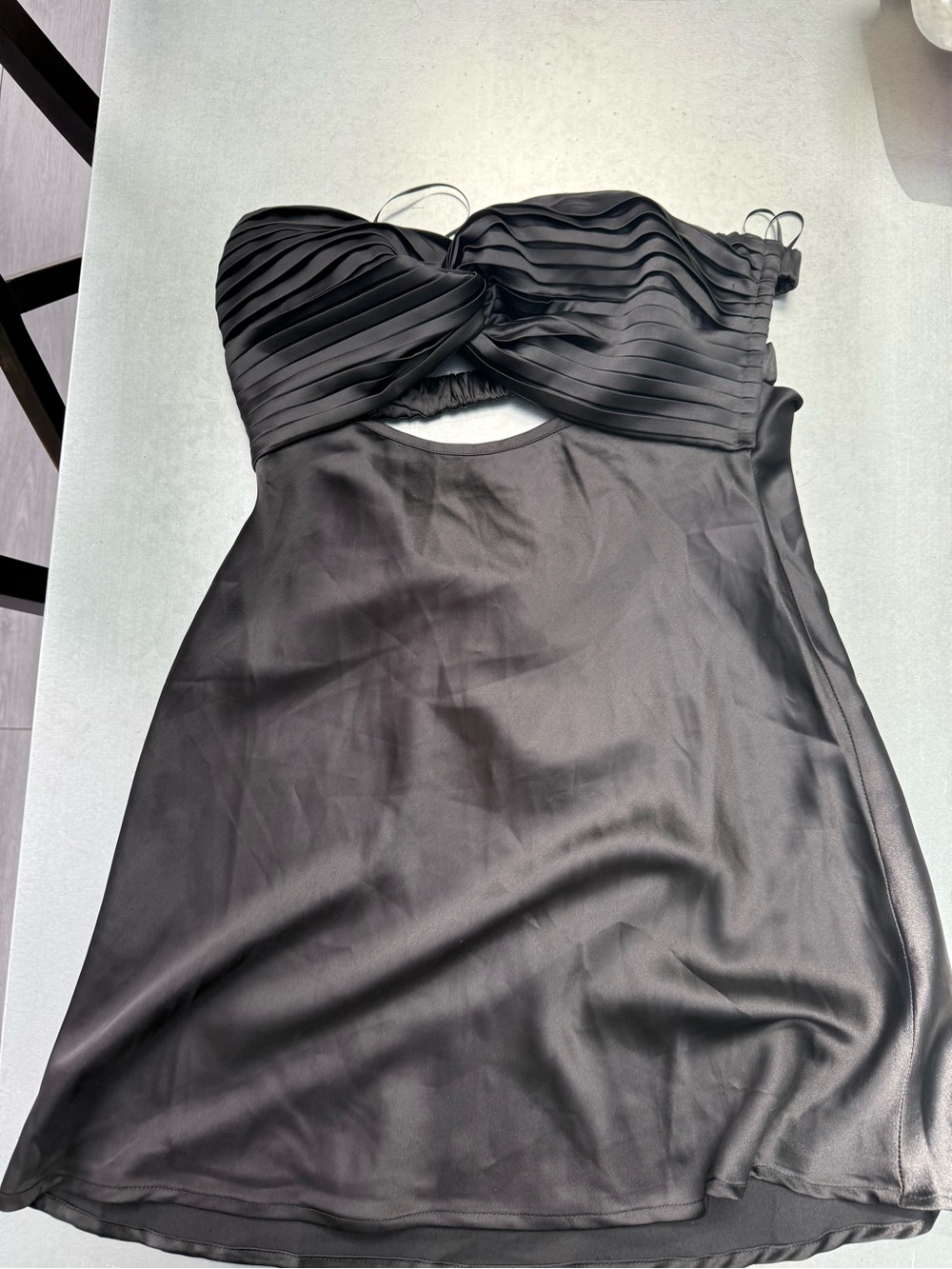 Black Strapless Satin Mini Dress - Princess Polly